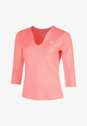 BIDI BADU, LONGSLEEVE V-NECK LONGSLEEVE W - Longsleeve - neon rosa logo white