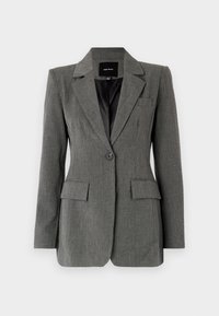 Szürke, testre szabott zakó éles reverekkel, egygombos záródással, két elülső zsebbel és sima bélésével. Slim fit dizájn.