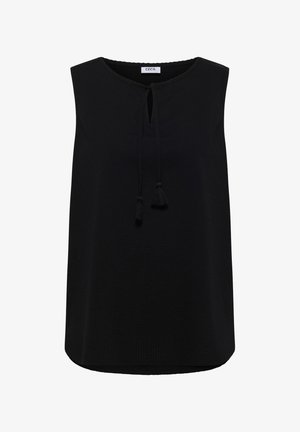 Cecil, BLOUSE TOP WITH SPLIT NECK AND TIES, czarny