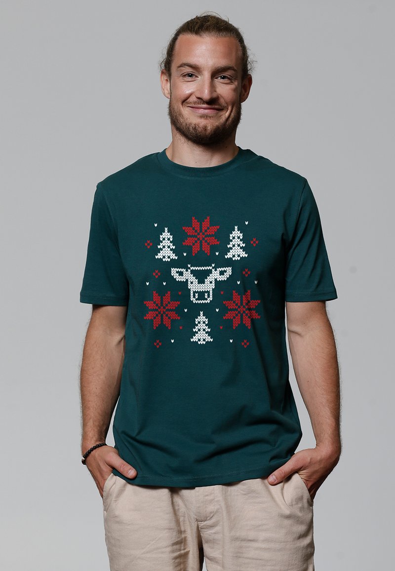 watapparel CHRISTMAS WITH LOVE - T-shirt imprimé - glazed green