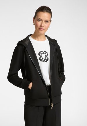 CON CAPPUCCIO - Felpa con zip - nero