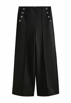 Next, TALL FIT - PONTE WIDE LEG TROUSERS WITH BUTTON DETAILING - Pantaloni - black