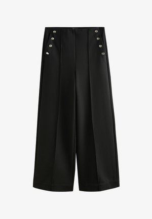 Next, TALL FIT - PONTE WIDE LEG TROUSERS WITH BUTTON DETAILING - Pantaloni - black