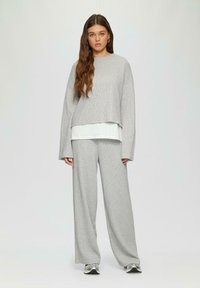 QS WIDE-LEG - Broek - grau meliert