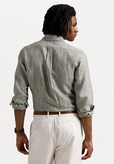 Polo Ralph Lauren CUSTOM FIT STRIPED LINEN SHIRT - Majica - new olive/white