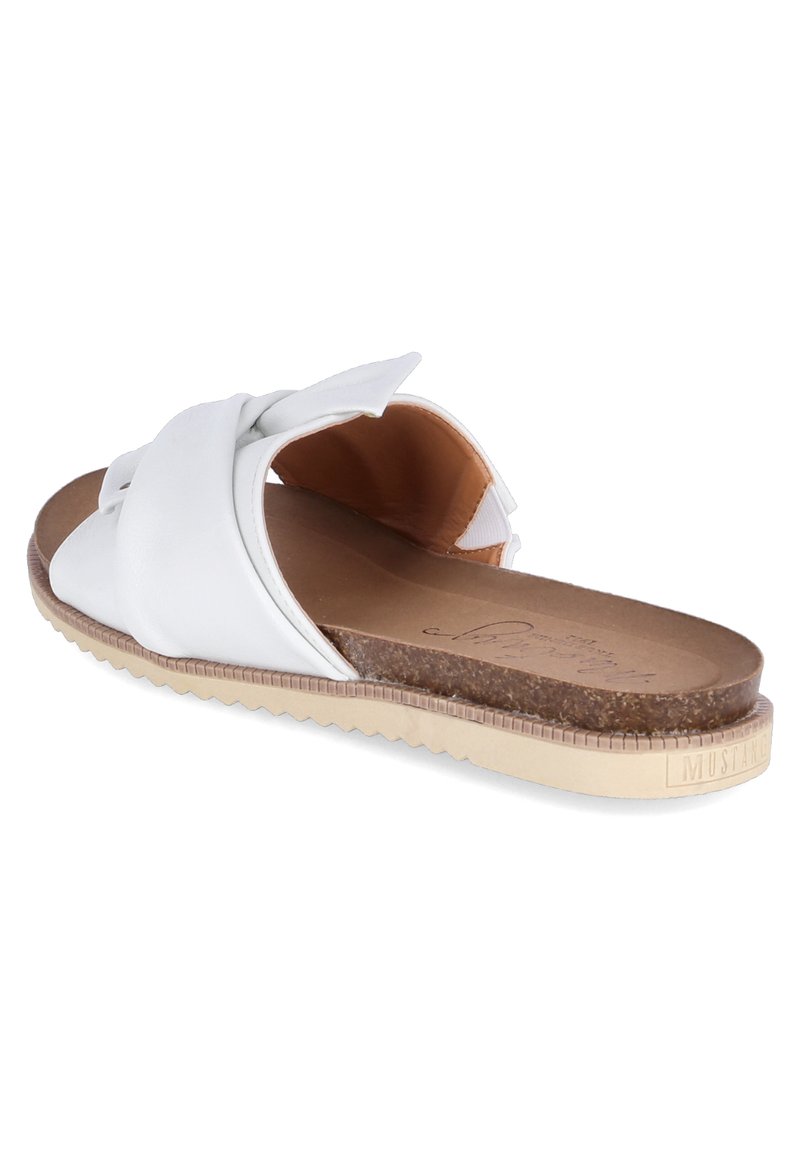 Damen Flache Pantoletten | Mustang Pantolette flach wwiß/weiß - FH09509 Damen Flache Pantoletten | Mustang Pantolette flach wwiß/weiß - FH09509