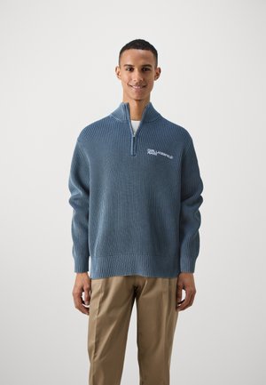 RELAXED HALF ZIP - Strikkegenser - blue washed