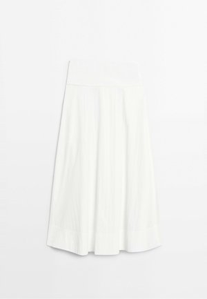 Massimo Dutti, MIDI SKIRT WITH YOKE AND PLEATED DETAIL - Jupe longue - white