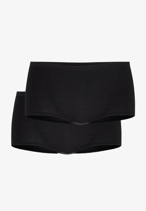 Zwarte katoenen hipster onderbroeken, met een gladde textuur, voorzien van een brede elastische tailleband en een klassieke snit. Leverbaar in een verpakking van twee.