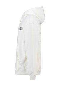 Weißer Kapuzenpullover mit einer vorderen Kängurutasche, verstellbarer Kapuze mit Kordelzug und besticktem "Heritage Racing Club" Schriftzug auf der Brust. Weiches Baumwollmaterial.