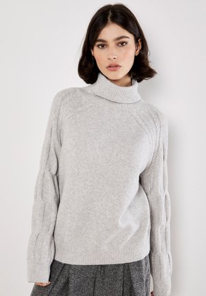 CABLE KNIT ROLL NECK - Pullover - grey