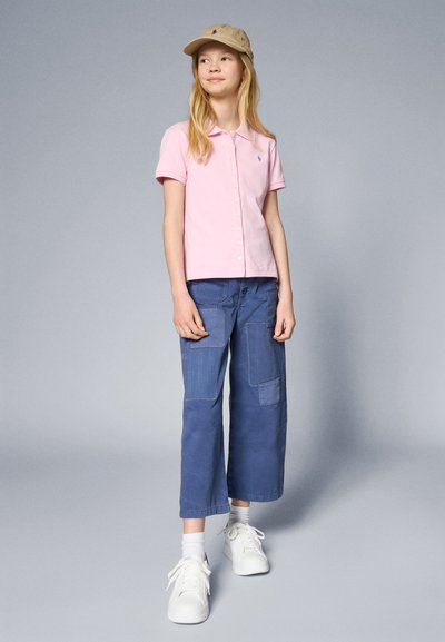 Polo Ralph Lauren BUTTON FRONT STRETCH MESH POLO SHIRT - Pogājama blūze - carmel pink/harbor island blue