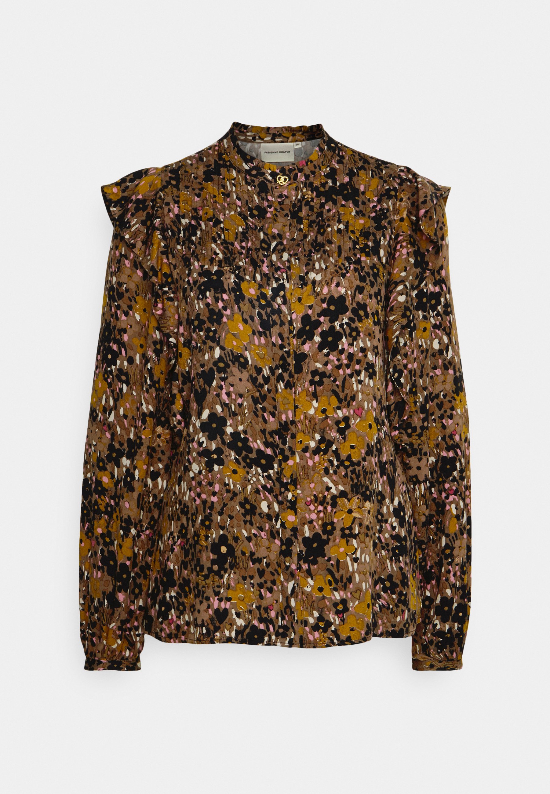 Fabienne Chapot BIBI TESS LONG SLEEVE BLOUSE - Overhemdblouse - classy  camel/black/bruin - Zalando.nl