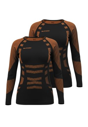 2 PACK THERMO LANGARM - Unterhemd/-shirt - orange/schwarz