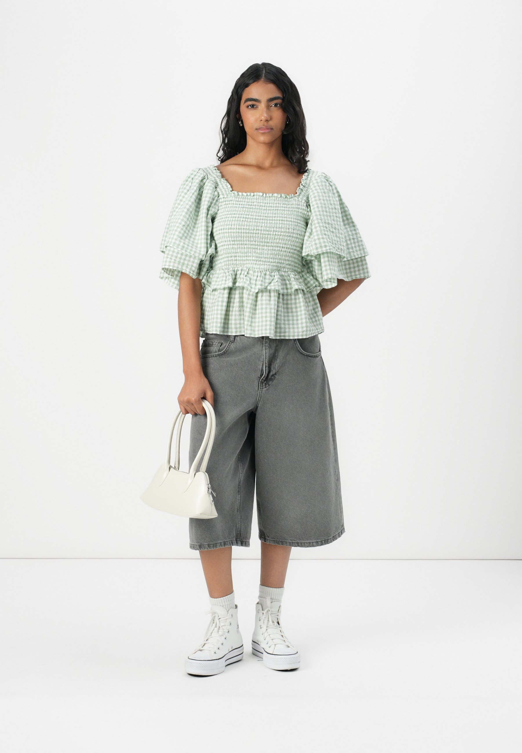 YAS YASSEFERA SMOCK - Blus - quiet green/grön - Zalando.se