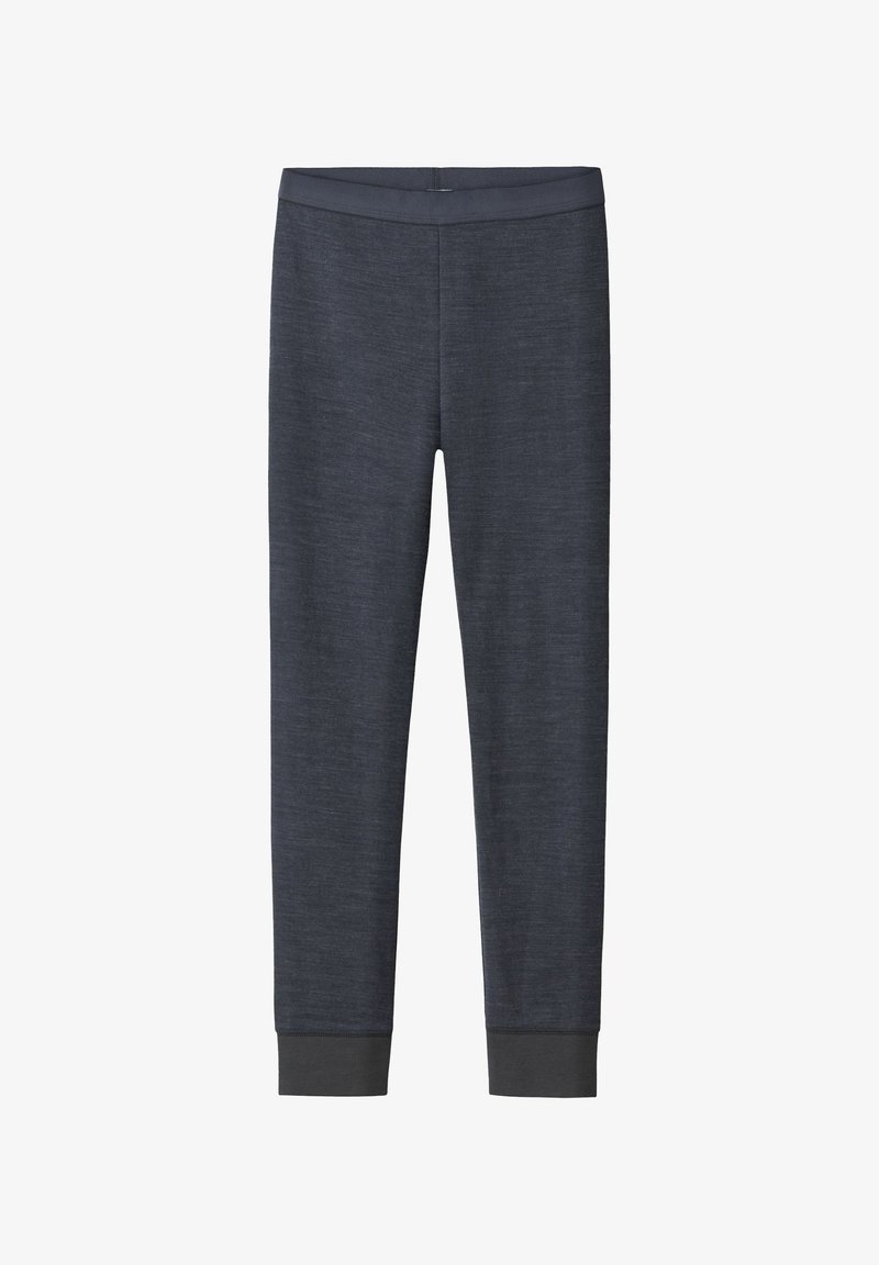 Pantalon slim gris foncé avec taille élastique et chevilles retroussées, confectionné dans un tissu doux et léger.