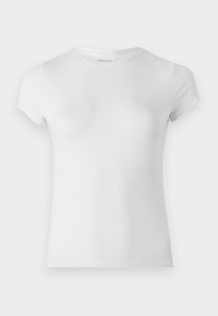 Hvit t-skjorte med kort erm laget av glatt bomull, med rund hals og slim fit silhuett, med subtile sømdetaljer.