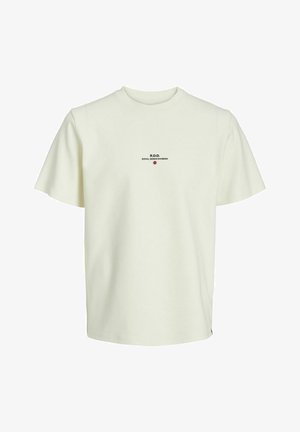 Šviesiai kreminis trumpas rankovės marškinėliai, pagaminti iš medvilnės. Pasižymi juodu atspaudu "R.D.D. ROYAL DENIM DIVISION" su raudonu tašku akcentu.