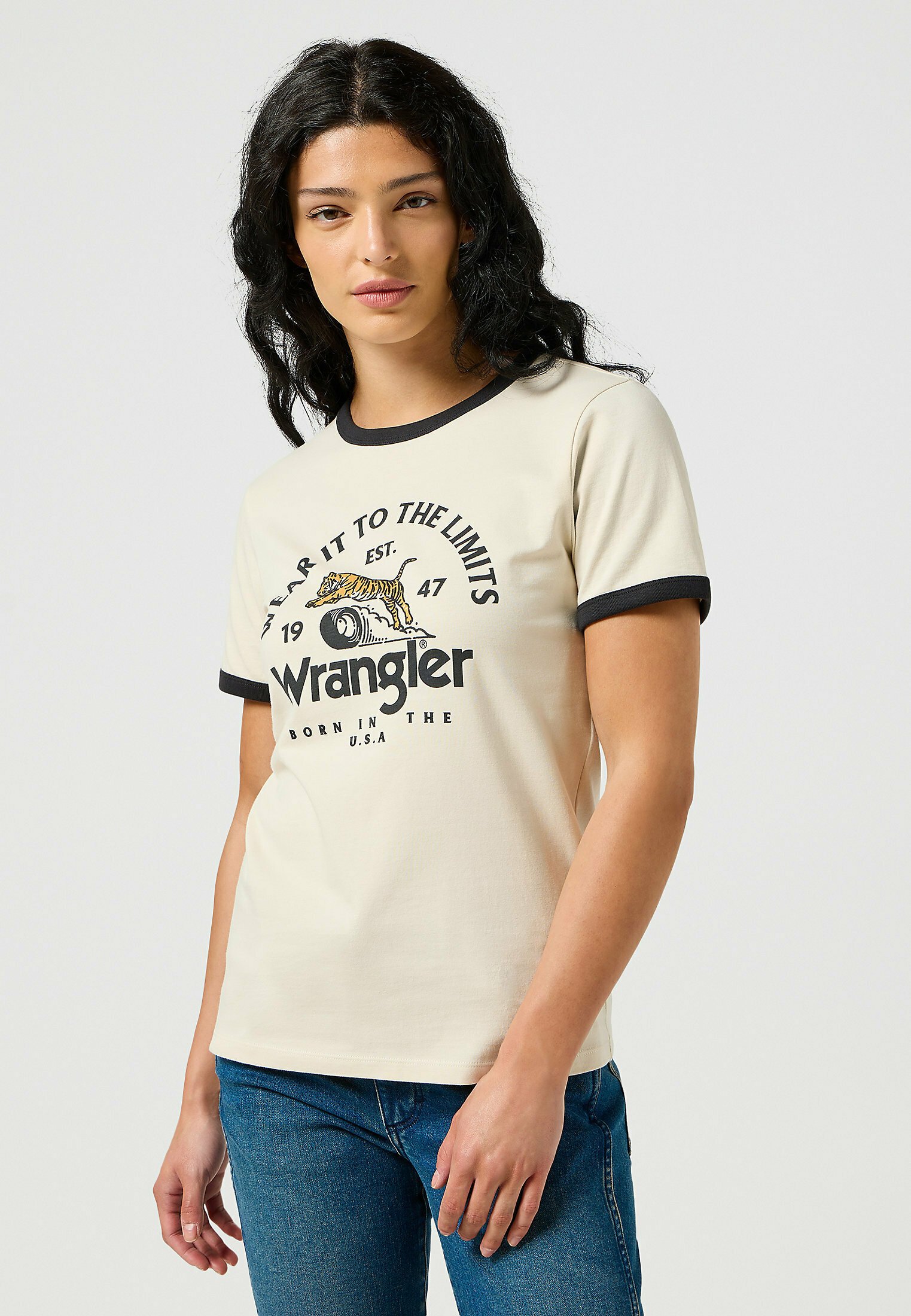 Wrangler - T-shirt z nadrukiem/mleczny - Zalando.pl