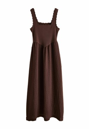 Next, REGULAR FIT - JERSEY WOVEN MIX MIDI DRESS . - Jersey dress - chocolate brown