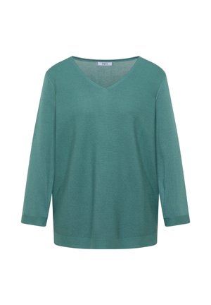 Cecil, Jumper with boat neck and textured finish - Pullover - mineral blue