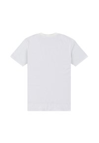Hvid bomulds T-shirt, korte ærmer, rund halsudskæring, glat tekstur, ensartet design, ingen grafik eller mønstre, standard pasform.