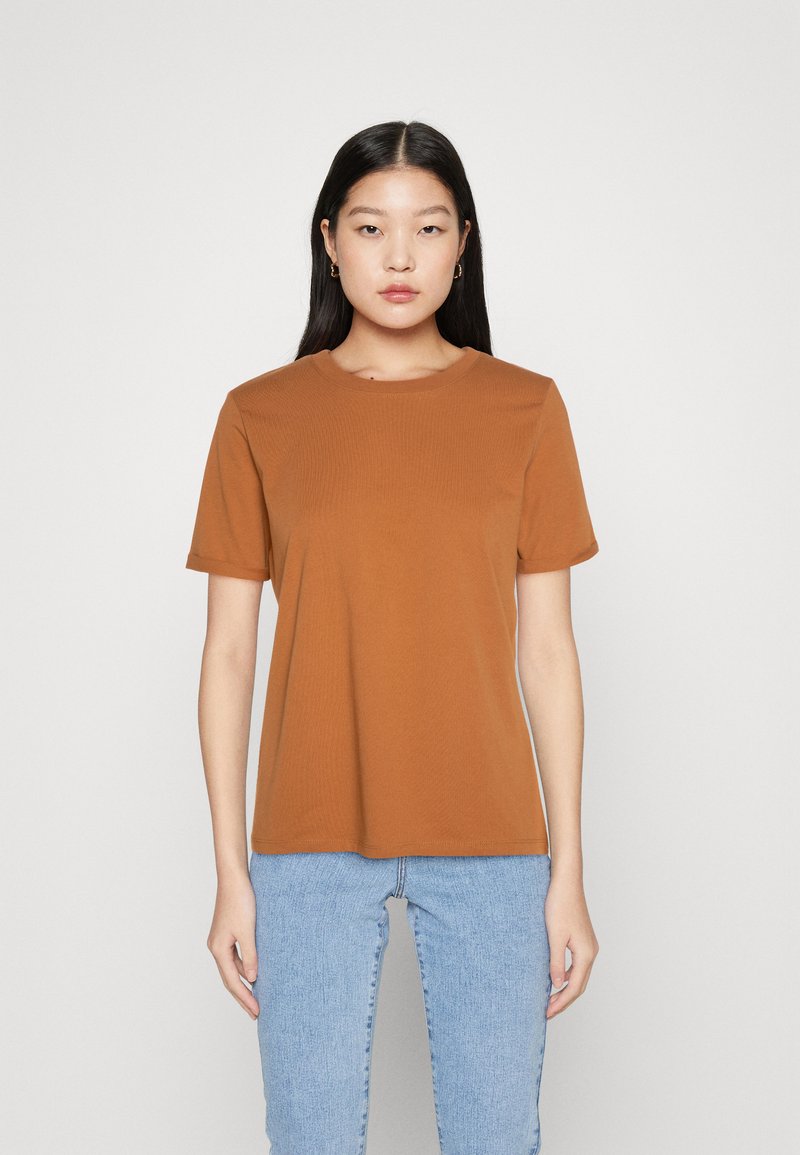 Pieces PCRIA FOLD UP SOLID TEE - T-shirt basic - almond