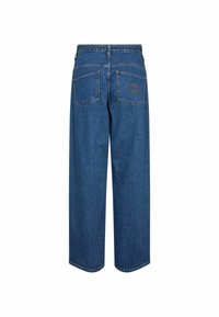 Pantaloni din denim cu croi larg, într-o nuanță de albastru închis. Prezintă două buzunare spate cu detalii de cusătură. Realizați dintr-un material denim rezistent.