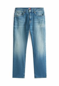 Jeans dritti di colore azzurro chiaro con un effetto ombre sbiadito, realizzati in denim, dotati di cinque tasche e chiusura con bottone. Etichetta del marchio discreta sulla vita.