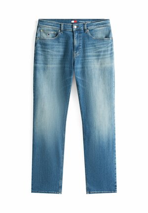 Lysblå lige jeans med en falmet ombre-effekt, lavet af denim, med fem lommer og knaplukning. Diskret mærke på linningen.