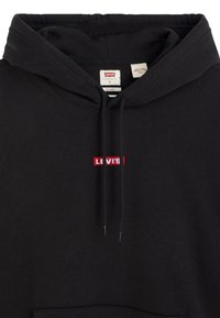 Sudadera negra hecha de una mezcla de algodón, con un bolsillo frontal, capucha con cordón y el logotipo bordado en rojo "LEVI'S" en el pecho.