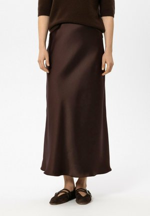 Luisa Cerano, LUISA CERANO SATIN-ROCK - Maxi skirt - marone
