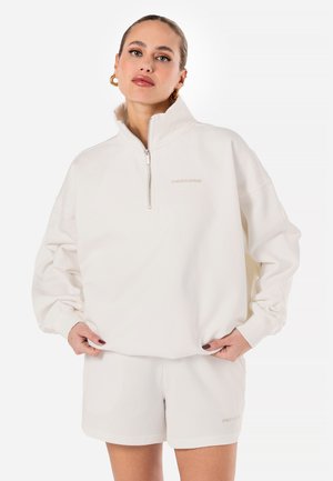 NAYA OVERSIZED HALFZIP - Bluză de molton - washed warm white