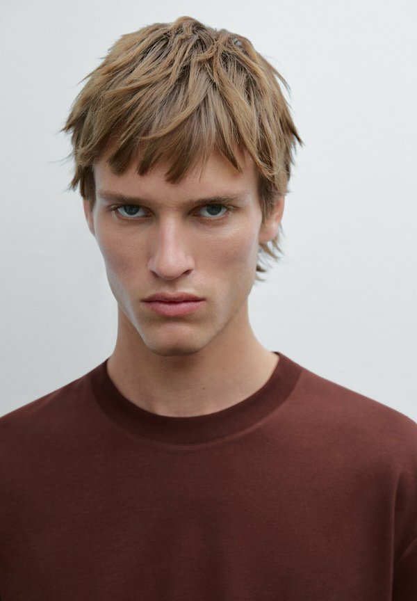 SHORT SLEEVE - Basic T-shirt - mottled bordeaux2