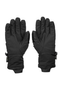 Guanti neri con esterno liscio e resistente all'acqua, palmi rinforzati e grip testurizzato sulle dita. Dotati di cinturini regolabili al polso e dettagli con logo.