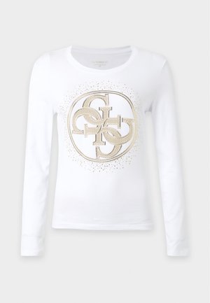 Guess, ROUND CRYSTALS LOGO - Μπλούζα με μακριά μανίκια - pure white