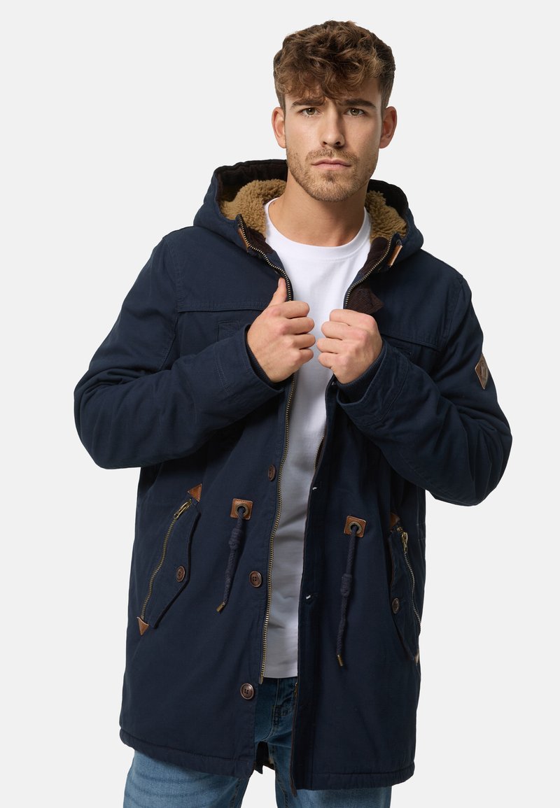 Manteau Homme Indicode INLunik - Mélange Laine, Doublure Matelassée, Parka D'hiver - Coupe Droite, Coupe-vent