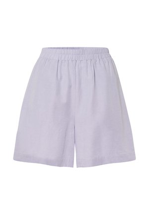 Licht paarse shorts van zacht materiaal met een elastische tailleband en een relaxte pasvorm, met een eenvoudige, onversierde uitstraling.