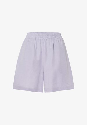 Shorts di un leggero lavanda realizzati in morbido tessuto, con vita elastica e vestibilità comoda, caratterizzati da un design semplice e senza decorazioni.