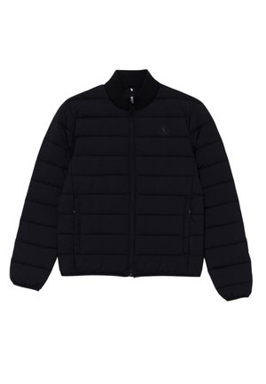 Giubbotto a palloncino nero con zip frontale, colletto a coste, design trapuntato e due tasche laterali. Realizzato in nylon, presenta un dettagli del logo discreto.