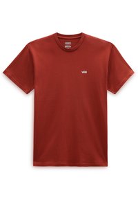 En enkel rustfärgad Vans t-shirt med korta ärmar och en liten vit Vans-logotyp på vänstra bröstet.