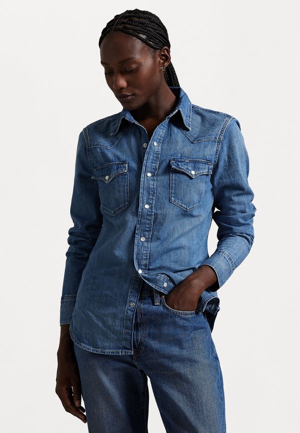 DENIM WESTERN SHIRT - Button-down blouse - canaria wash