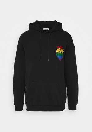 RAINBOW HEART HOODIE PRIDE UNISEX - Kapuzenpullover - black