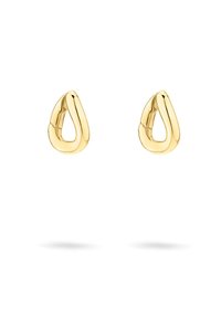 Orecchini a goccia in oro con una finitura liscia e lucida. Il design presenta una forma organica e fluente, senza hardware o accenti visibili.