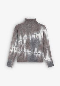 Maglione a collo alto grigio e bianco tie-dye con maniche lunghe, realizzato in morbido materiale lavorato a maglia, caratterizzato da una vestibilità rilassata e collo a costine.