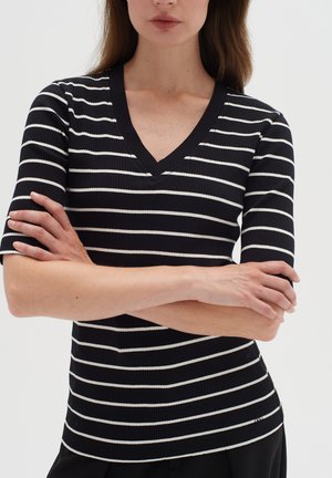 DAGNA STRIPED  - Print T-shirt - black   whisper white thin