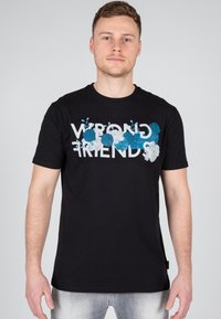 Wrong Friends BLUE ROSES  - Triko s potiskem - black