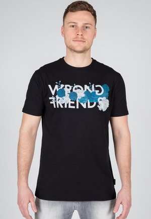 Wrong Friends BLUE ROSES  - T-shirt print - black