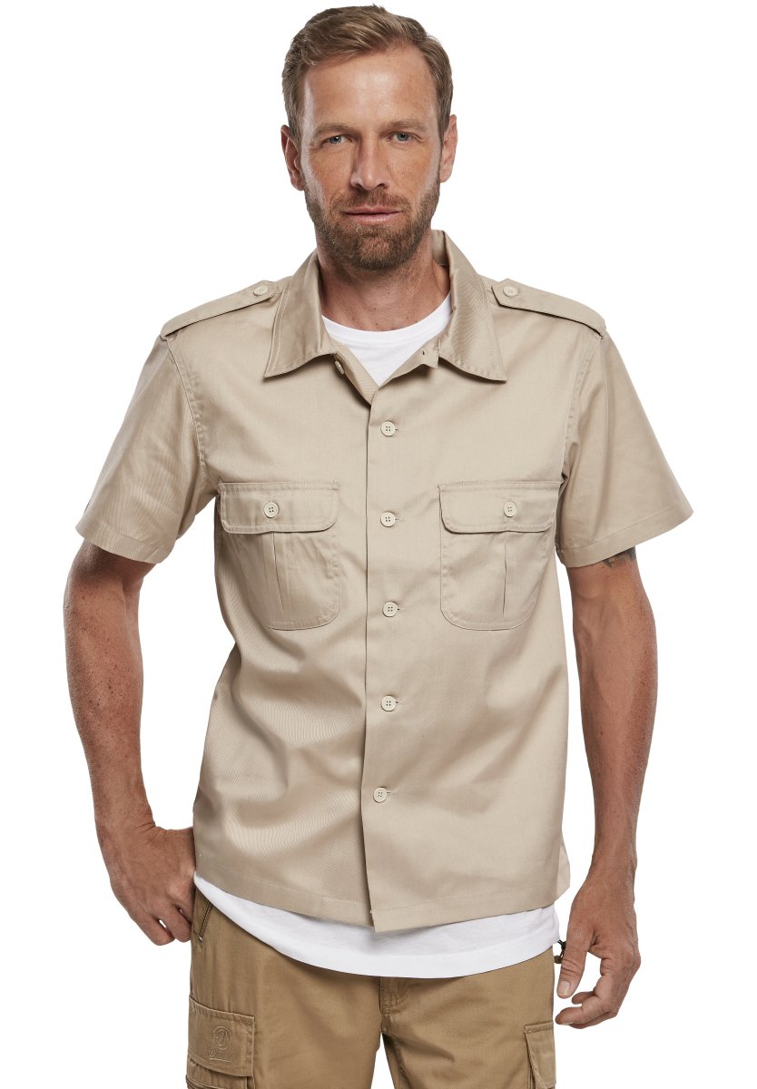 Camicia Uomo Brandit US - Maniche Corte, Nero, Taglie S-7XL, 80% Poliestere 20% Cotone - Foto 7