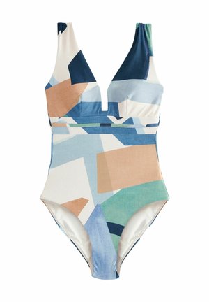 WIRED PLUNGE TUMMY CONTROL - Badeanzug - blue cream abstract